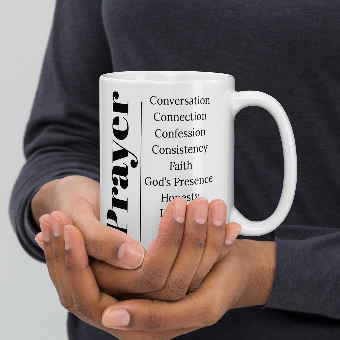 Prayer glossy ceramic mug - White/Black