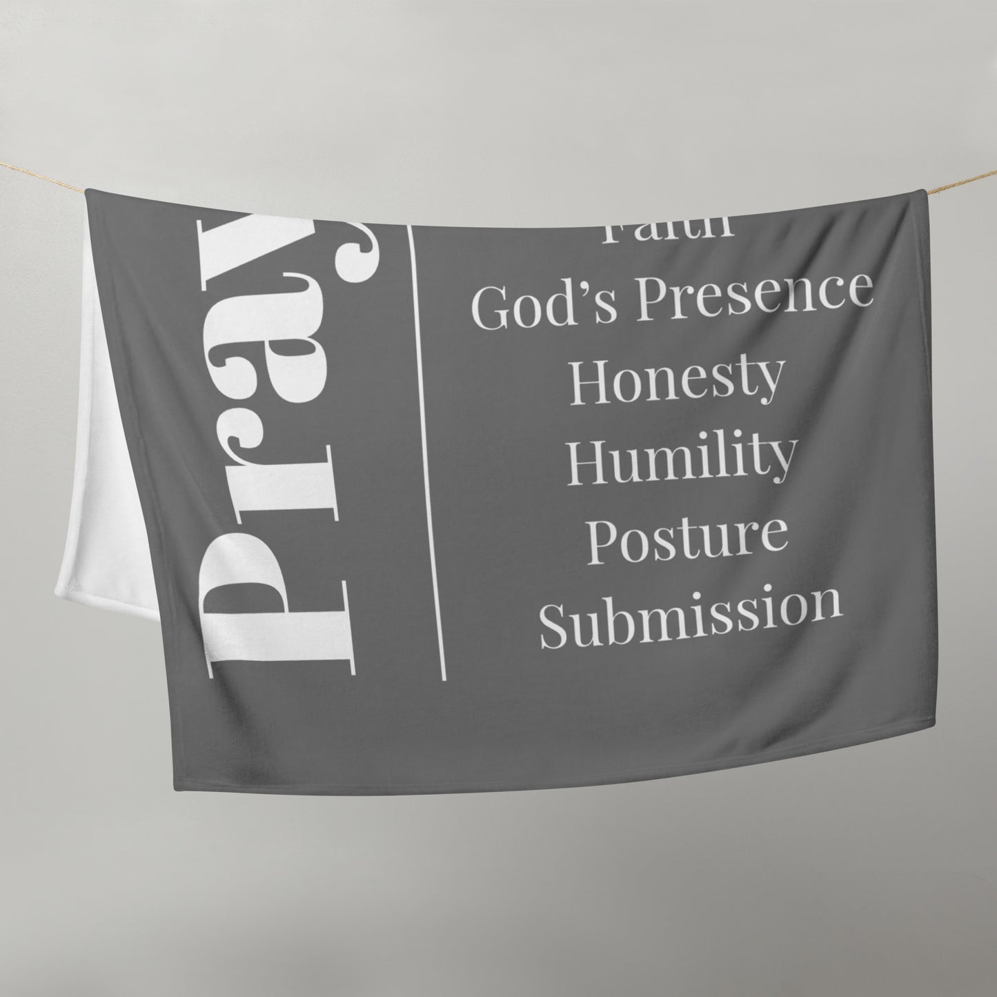 Prayer velvety soft throw blanket - Grey/White