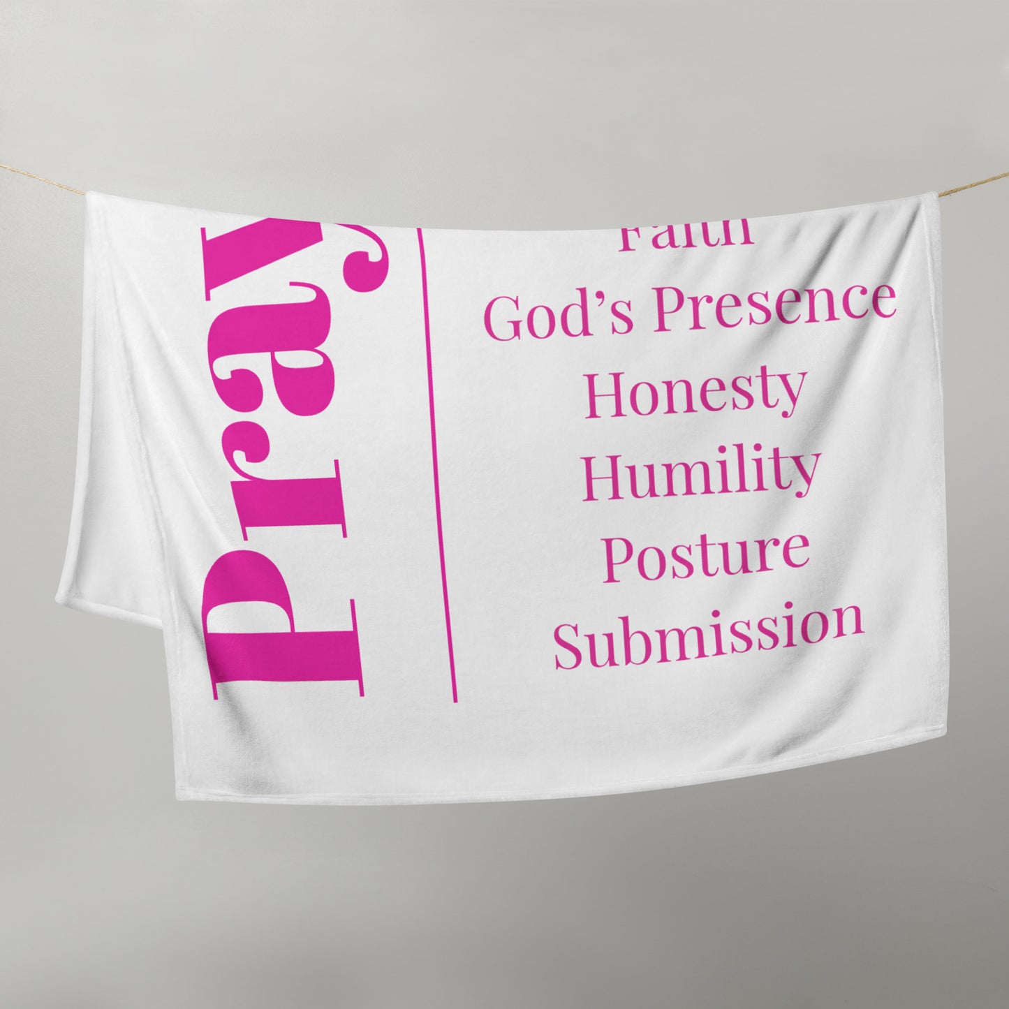 Prayer velvety soft throw blanket - Berry Pink/white