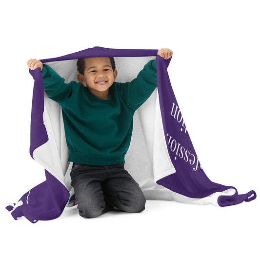 Prayer velvety soft throw blanket - Purple/White