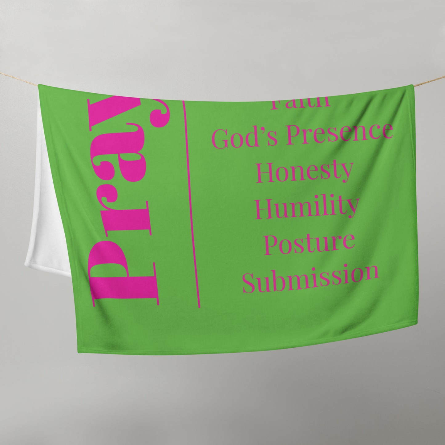 Prayer velvety soft throw blanket - Pink/Green