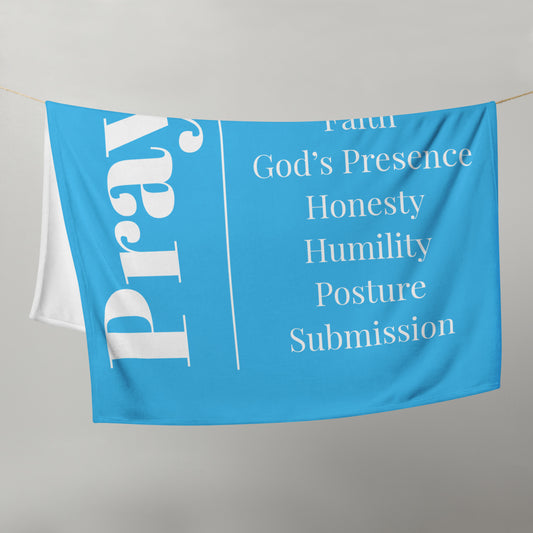 Prayer velvety soft throw blanket - Turquoise/White