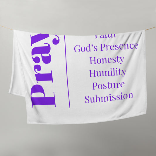 Prayer velvety soft throw blanket - White/Purple