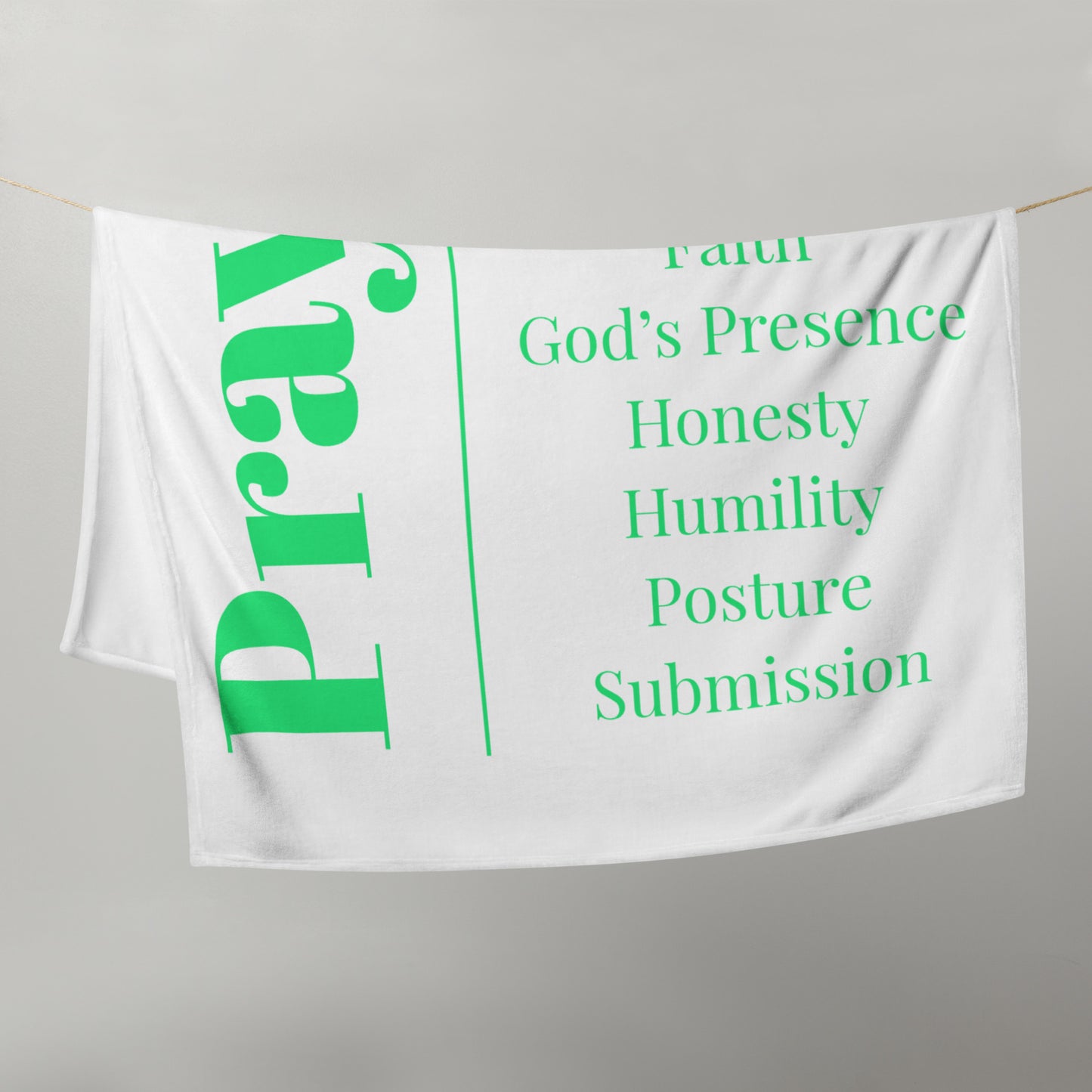 Prayer velvety soft throw blanket - Green/White