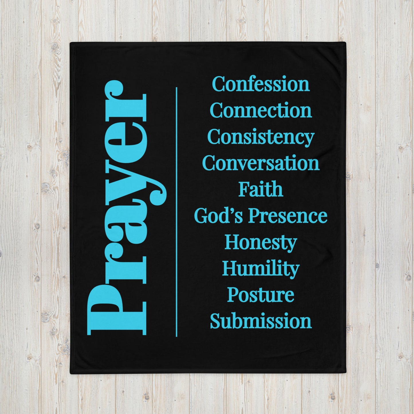 Prayer velvety soft throw blanket - Turquoise/Black