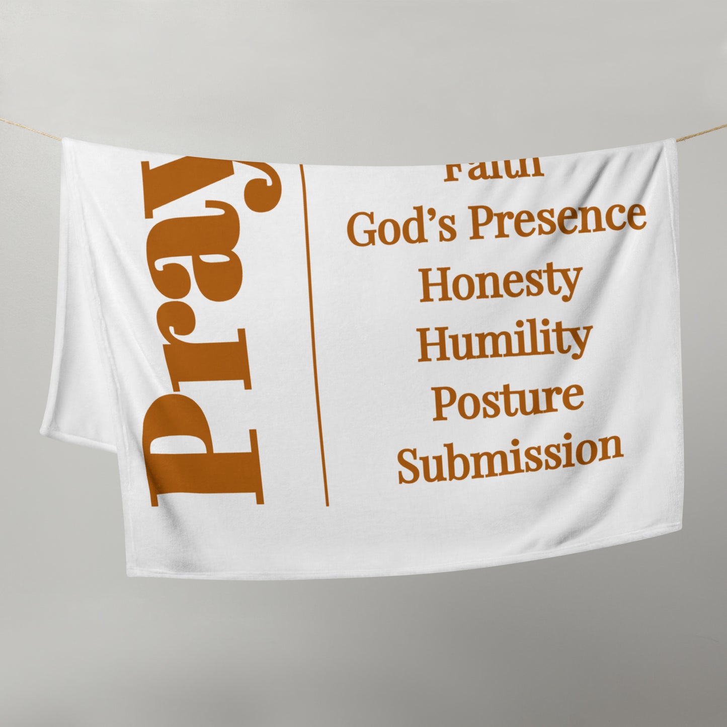 Prayer Velvety soft throw blanket - Earthtone/White