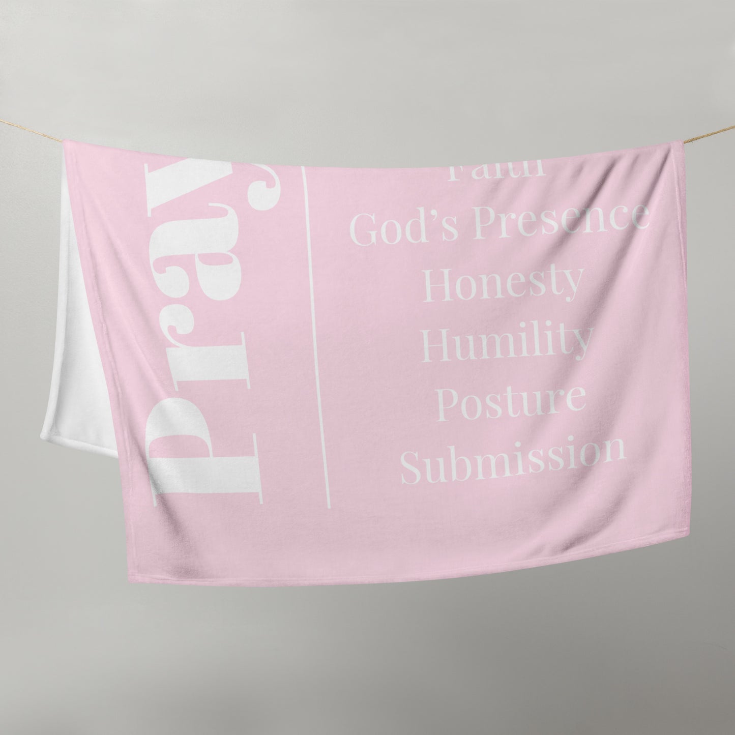 Prayer velvety soft throw blanket - Light Pink/White