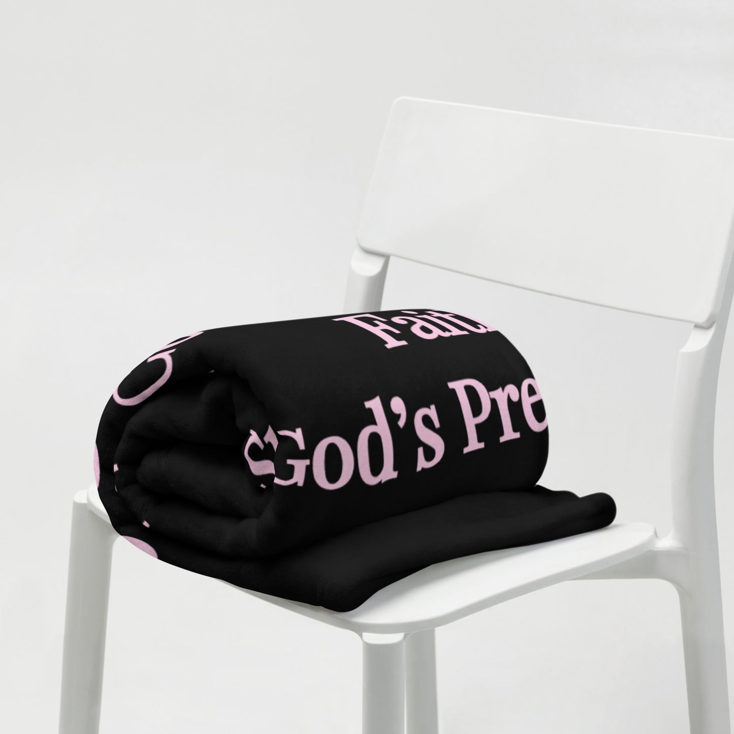 Prayer velvety soft throw blanket - Light Pink/Black
