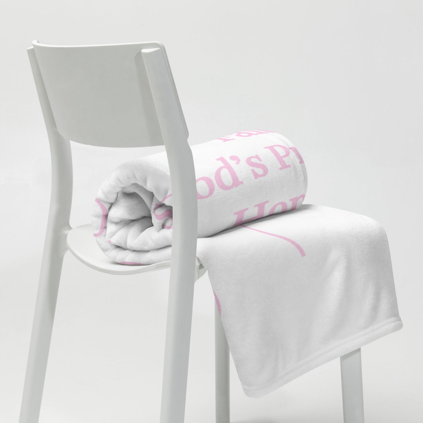 Prayer velvety soft throw blanket - White/Light Pink