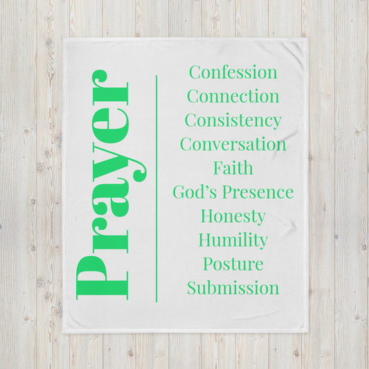 Prayer velvety soft throw blanket - Green/White