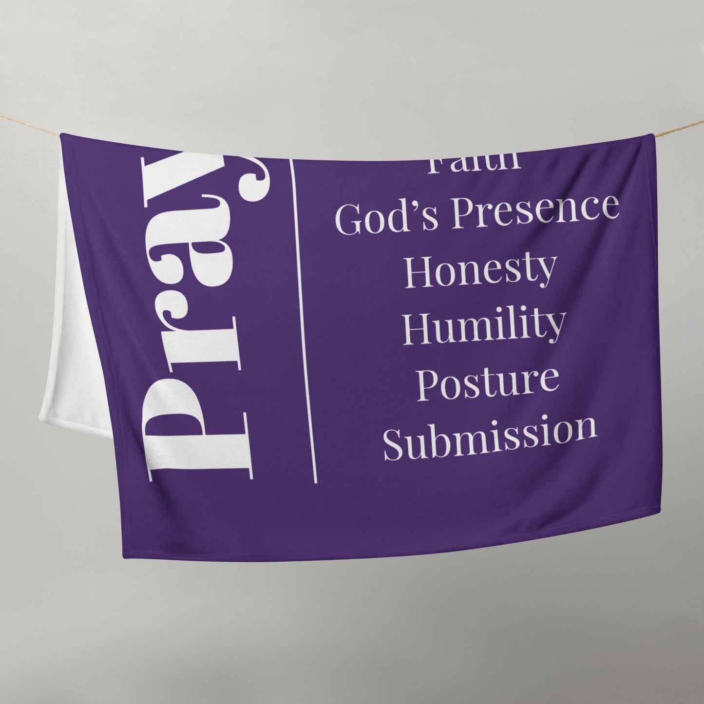 Prayer velvety soft throw blanket - Purple/White