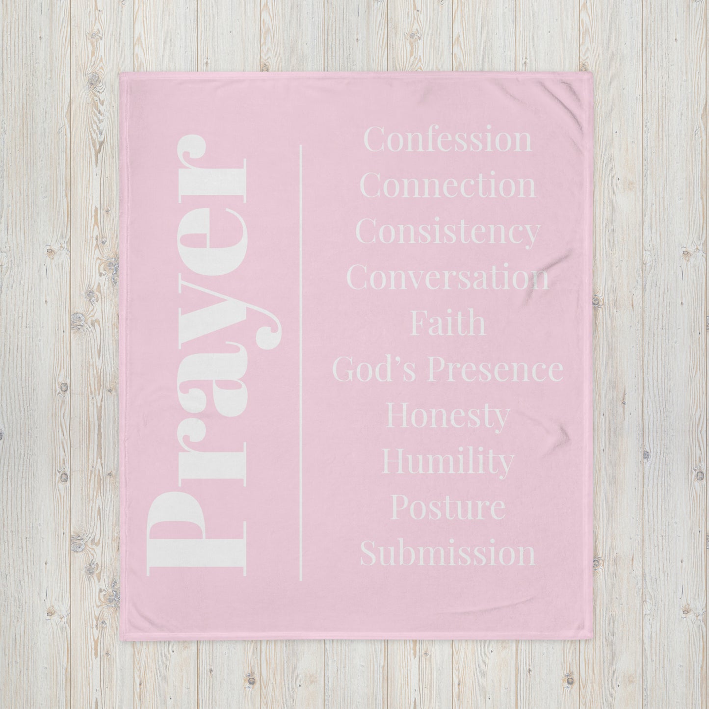 Prayer velvety soft throw blanket - Light Pink/White