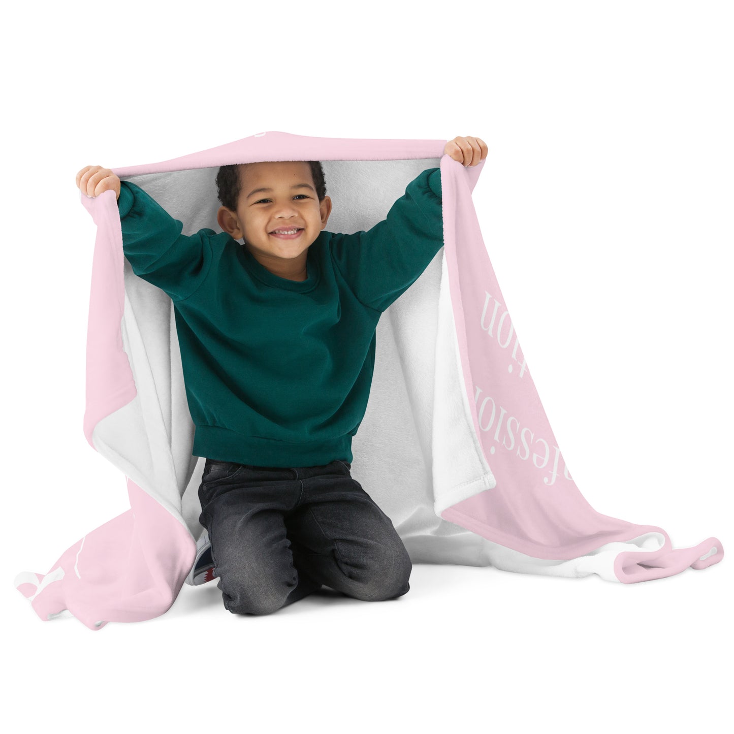 Prayer velvety soft throw blanket - Light Pink/White