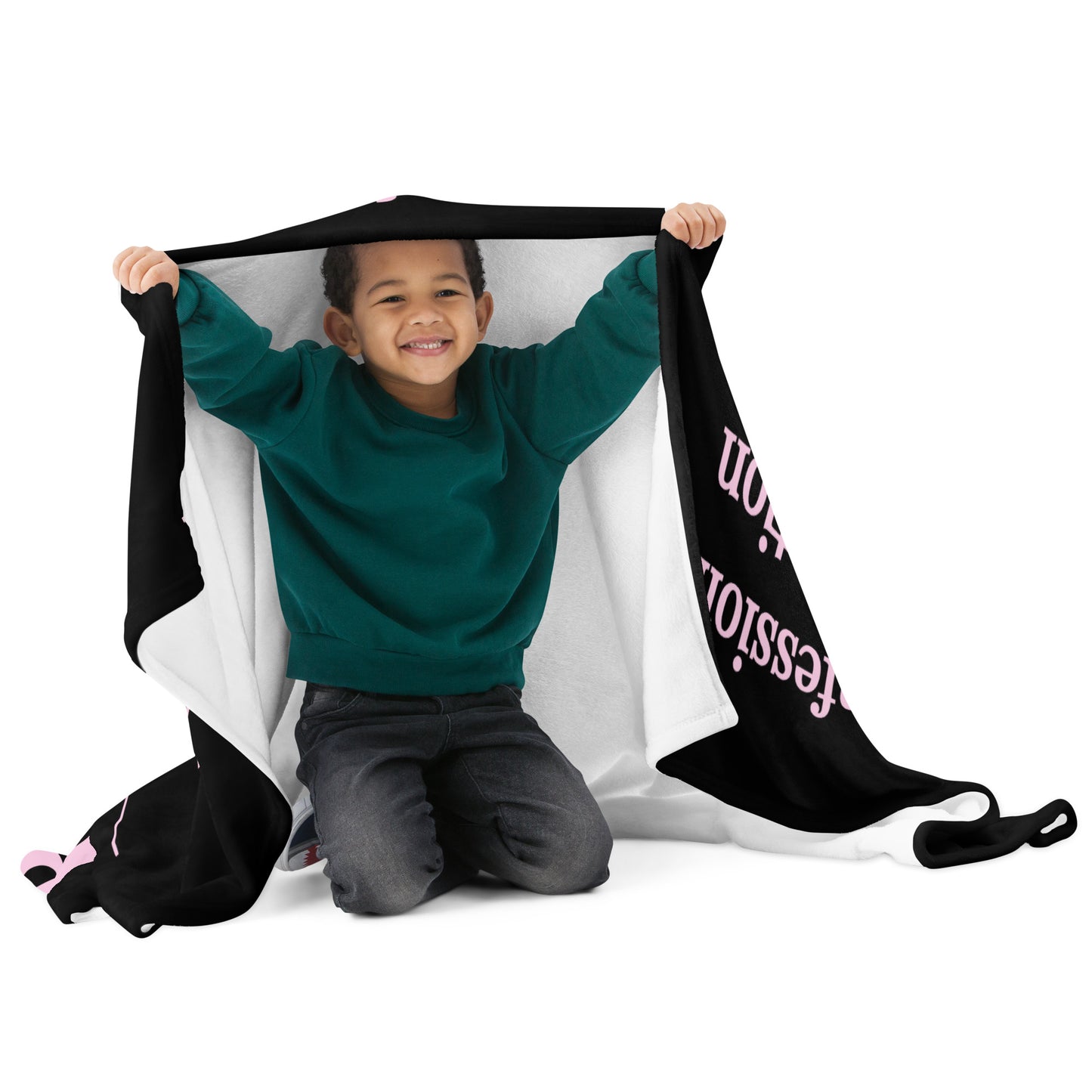 Prayer velvety soft throw blanket - Light Pink/Black