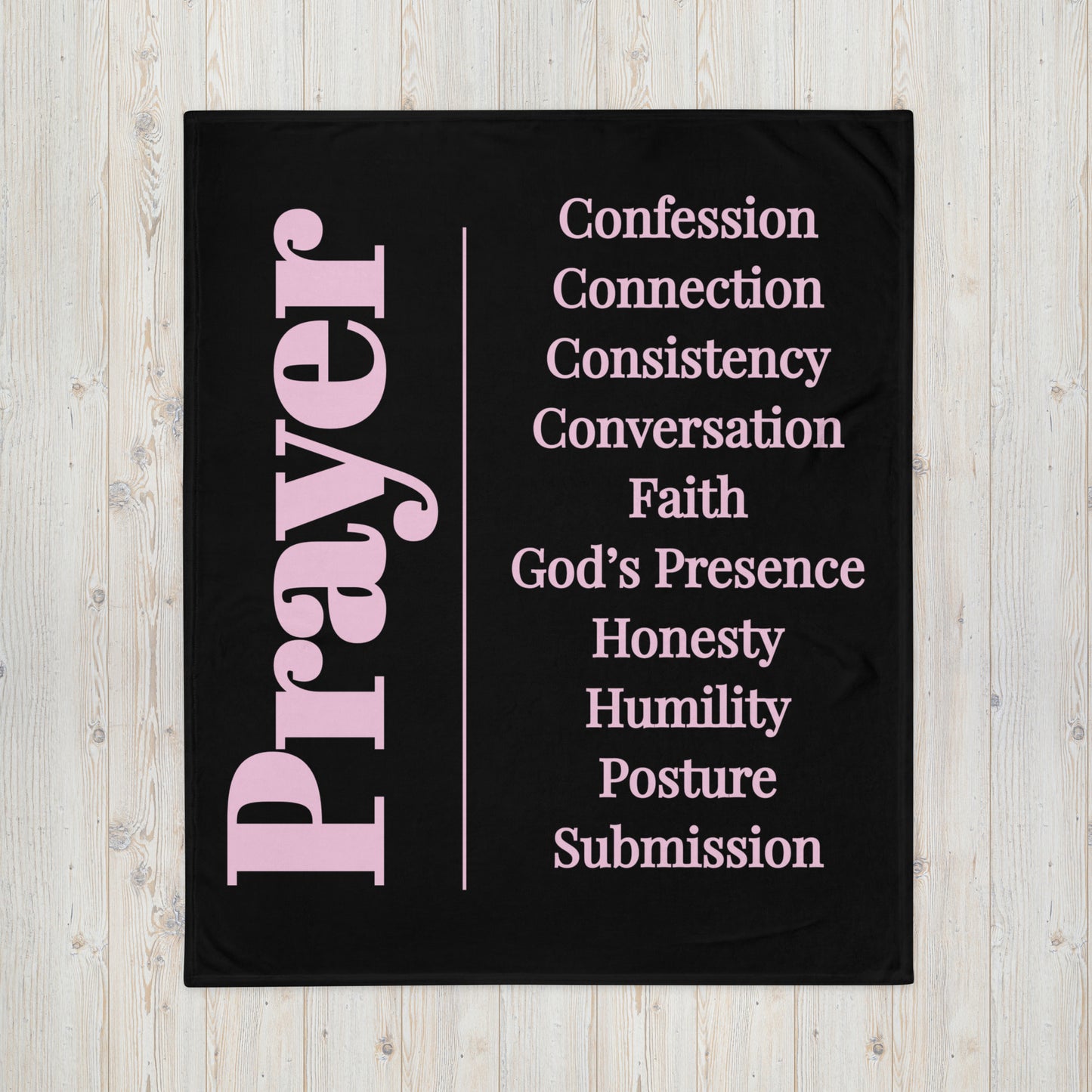 Prayer velvety soft throw blanket - Light Pink/Black
