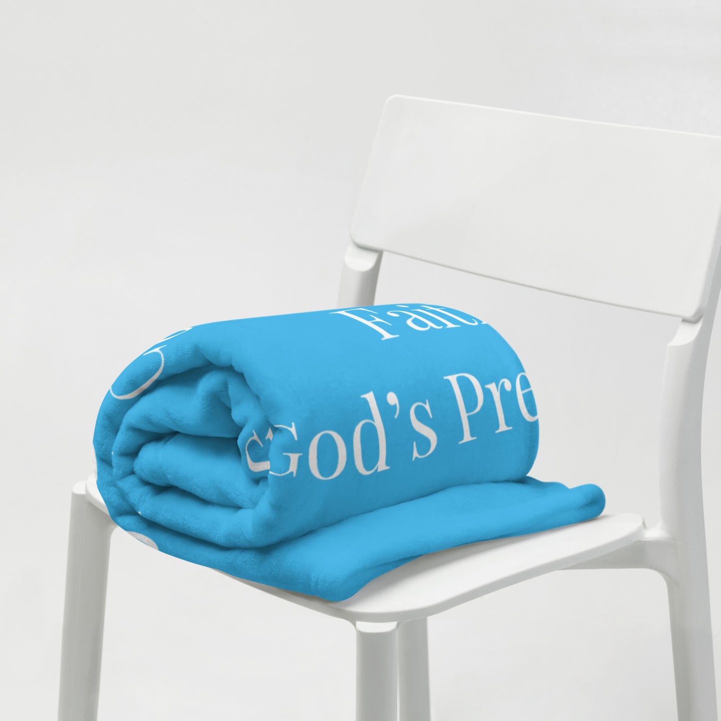 Prayer velvety soft throw blanket - Turquoise/White