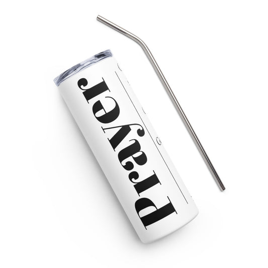Prayer inspirational stainless steel tumbler - White/black