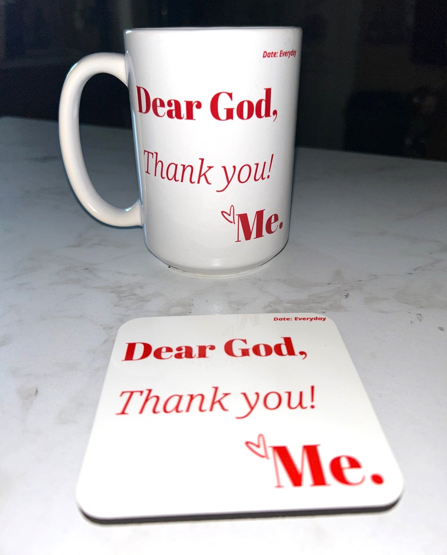 Coaster - Dear God, Cork back, White/Red