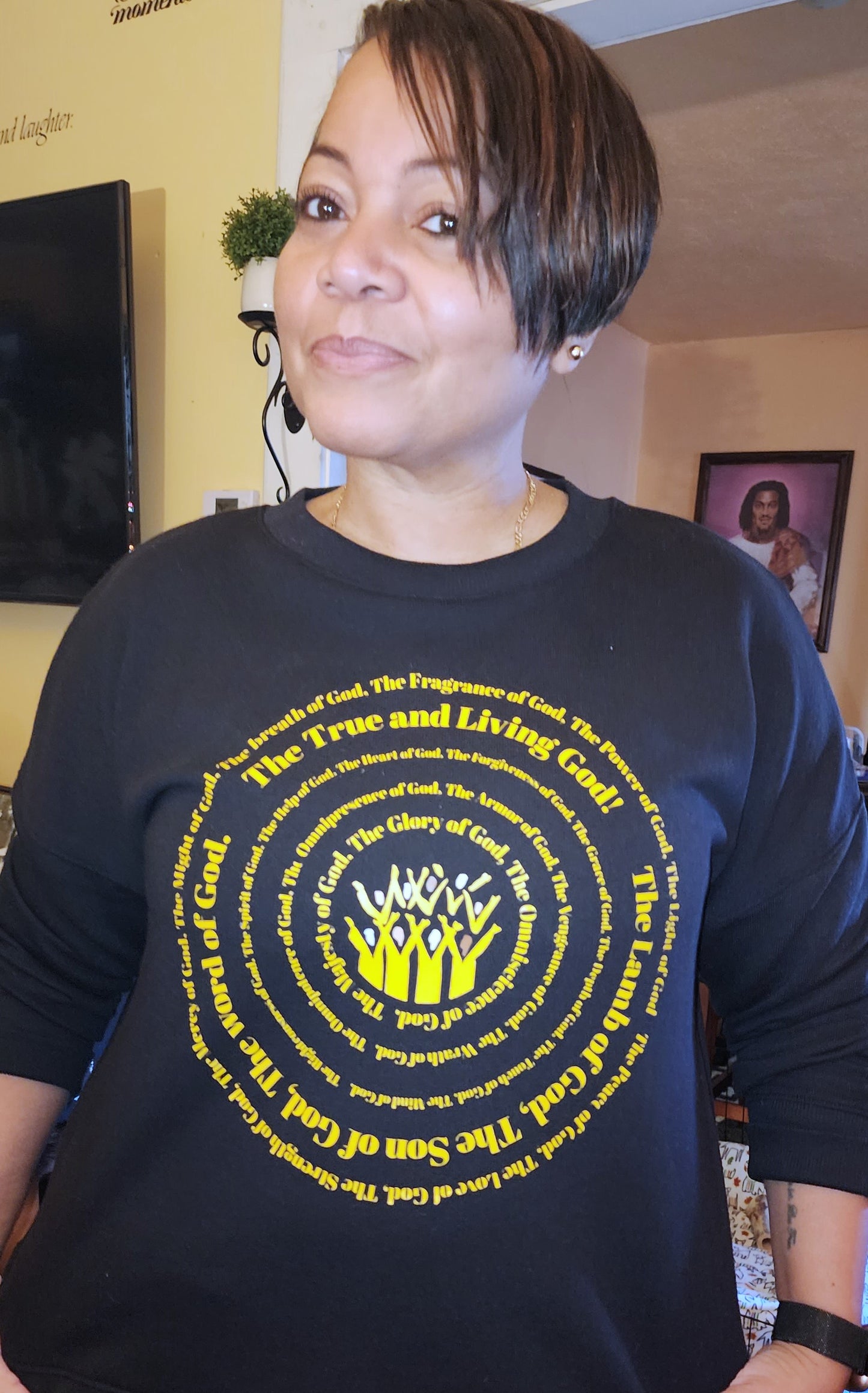 Attributes of God Crew Neck Sweatshirt - Gold Spiral