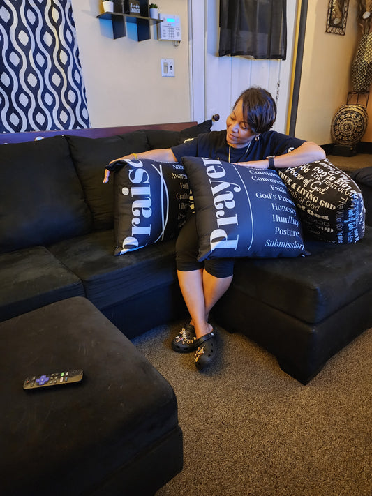 Prayer inspirational square throw pillow - Black/White