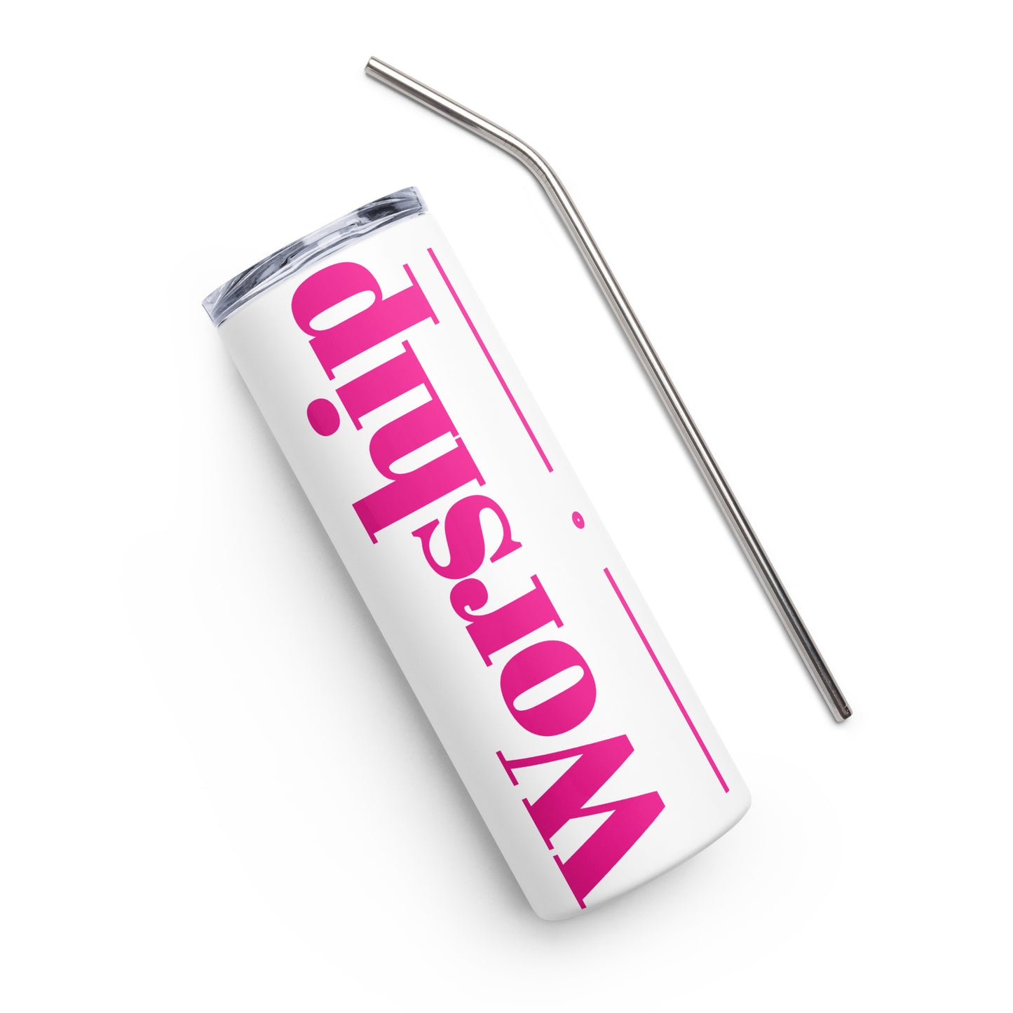 Worship inspirational stainless steel tumbler - Pink Print