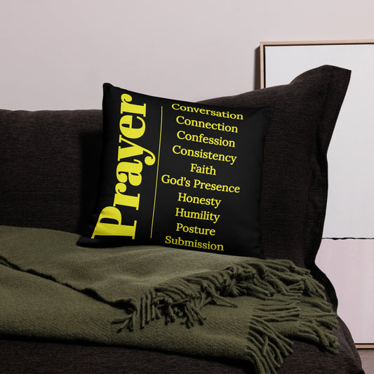 Prayer inspirational square throw pillow - Black/Gold