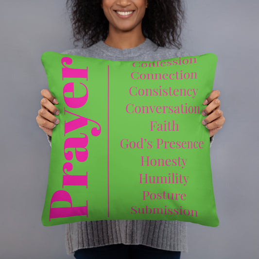 Prayer inspirational square throw pillow - Pink/Green