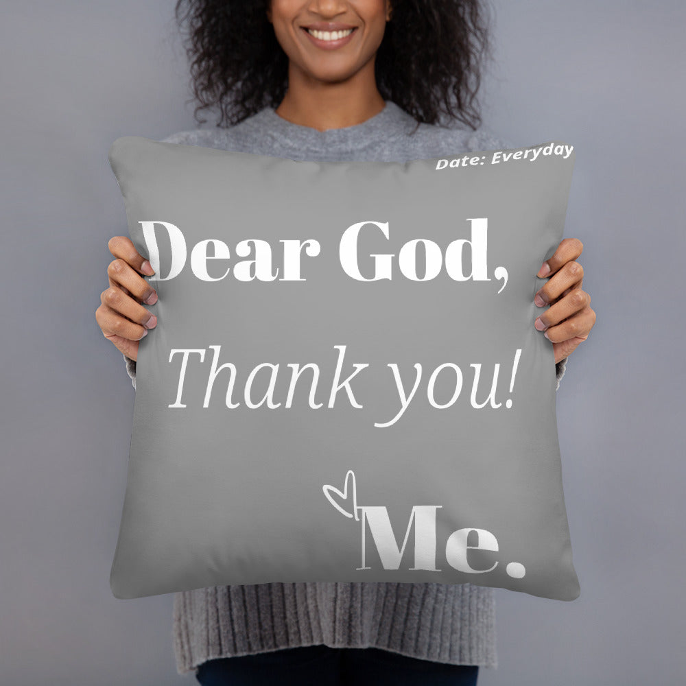 Dear God Square Throw Pillow - Grey