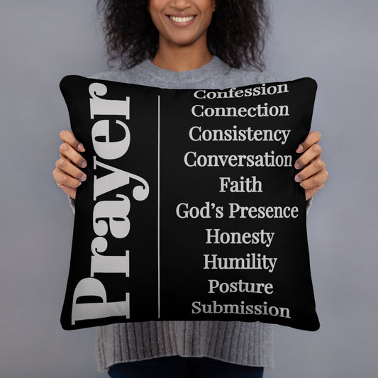Prayer inspirational square throw pillow - Grey/Black