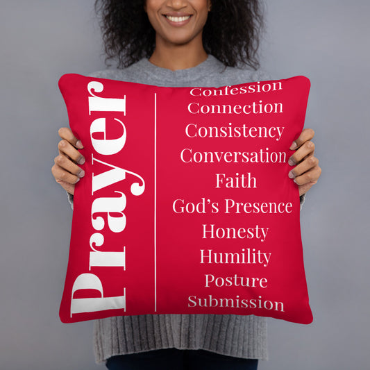 Prayer inspirational square throw pillow - Red/White