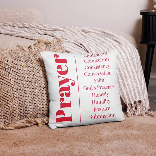 Prayer inspirational square throw pillow - White/Red