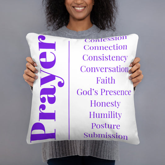 Prayer inspirational square throw pillow - White/Purple