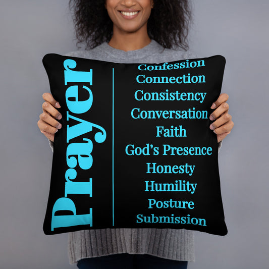Prayer inspirational square throw pillow - Turquoise/black