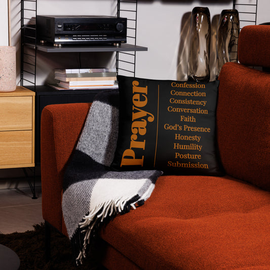 Prayer inspirational square throw pillow - Earthtone/black