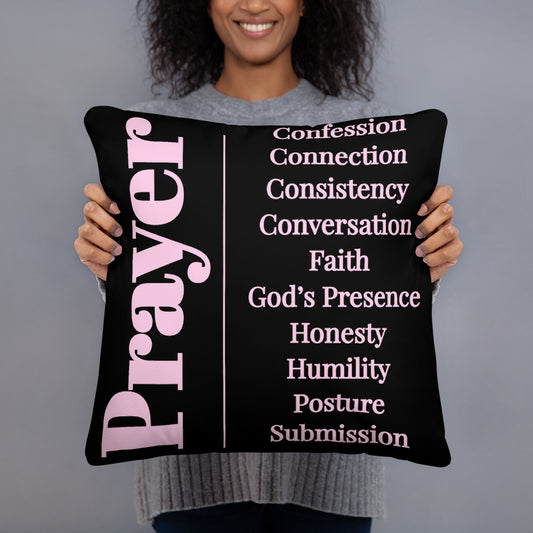 Prayer inspirational square throw pillow - pink/black