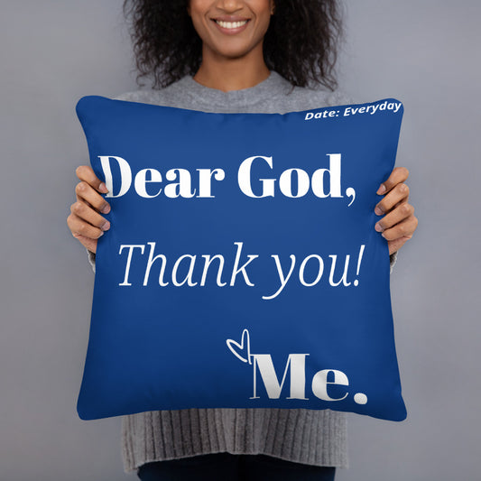 Dear God Square Throw Pillow - Royal Blue/White