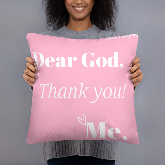 Dear God Square Throw Pillow - Pink/White