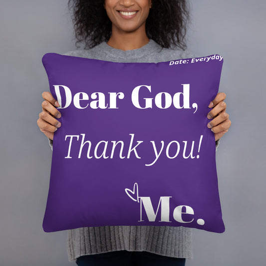 Dear God Square Throw Pillow - Purple/White