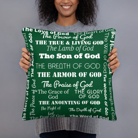 Attributes of God Fluffy Throw Pillow - Forest