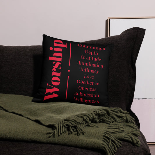 Worship inspirational square throw pillow - Black/Red