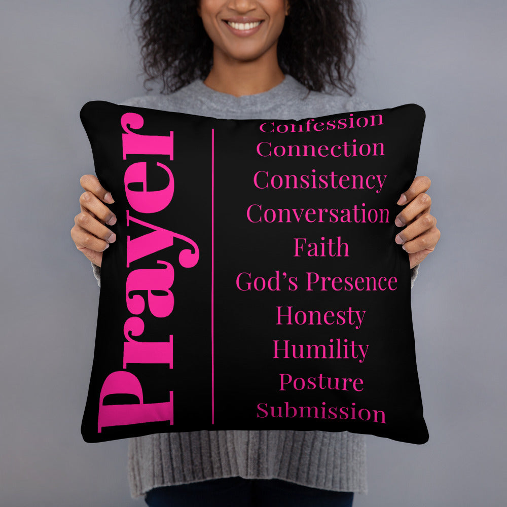 Prayer inspirational square throw pillow - Pink/Black