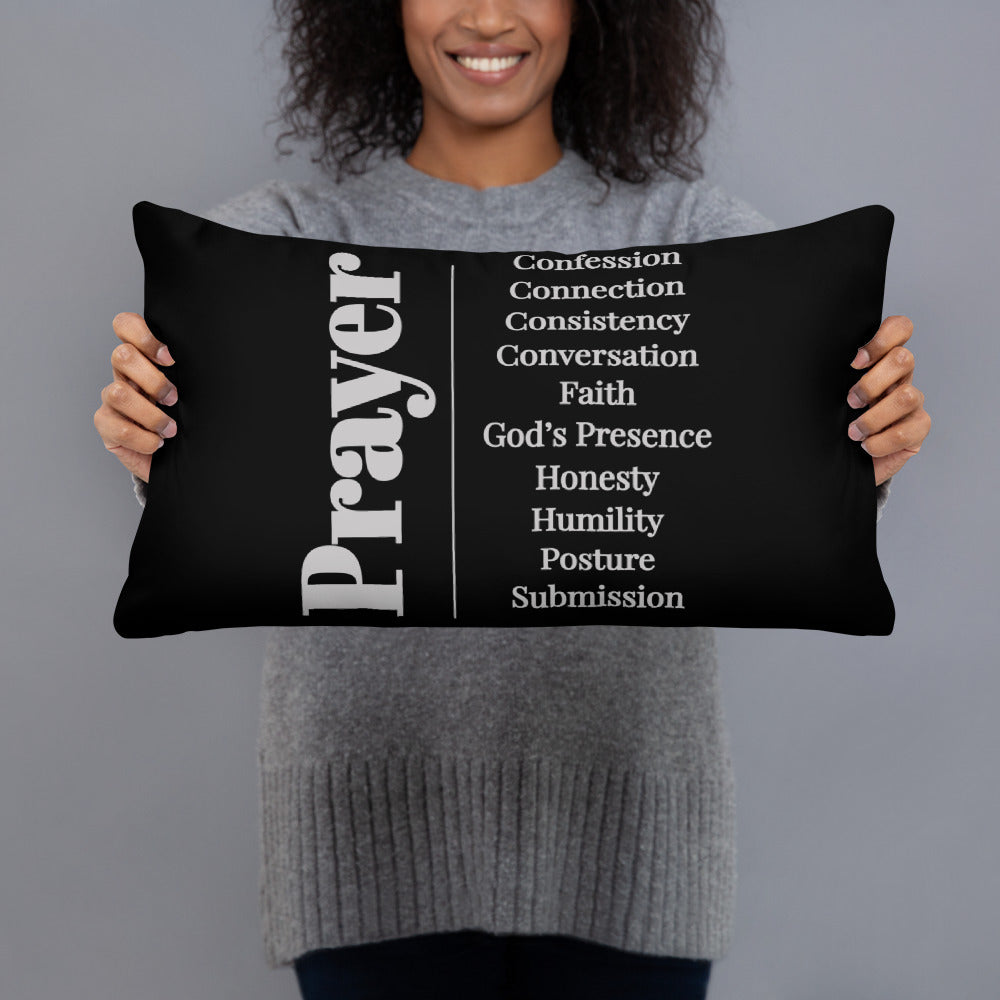Prayer inspirational square throw pillow - Grey/Black