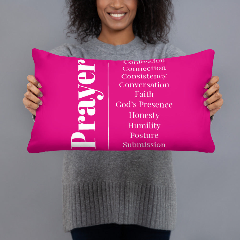 Prayer inspirational square throw pillow -Hot Pink/White