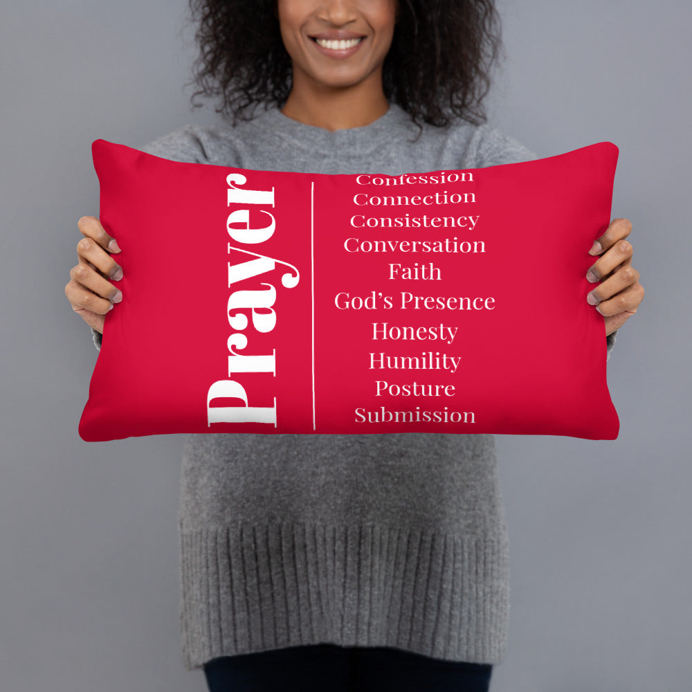 Prayer inspirational square throw pillow - Red/White