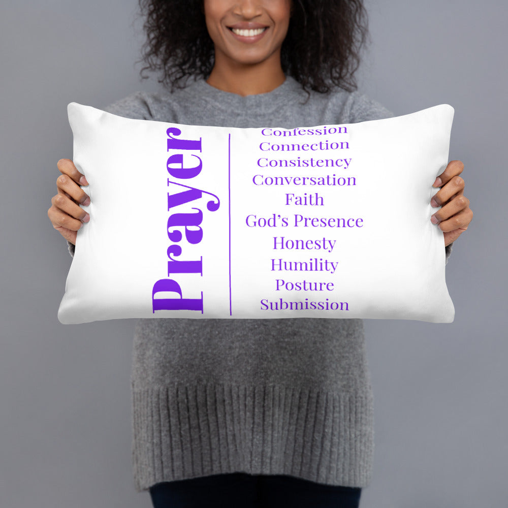 Prayer inspirational square throw pillow - White/Purple