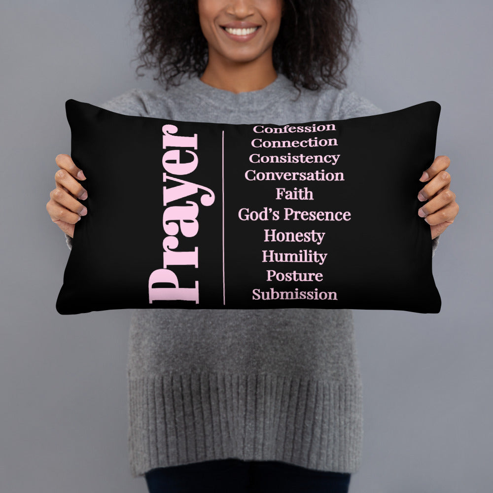 Prayer inspirational square throw pillow - pink/black