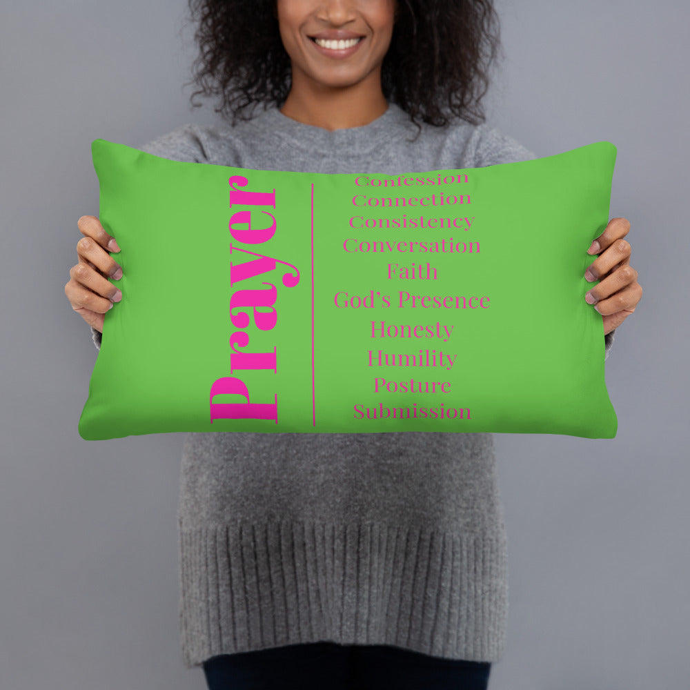 Prayer inspirational square throw pillow - Pink/Green
