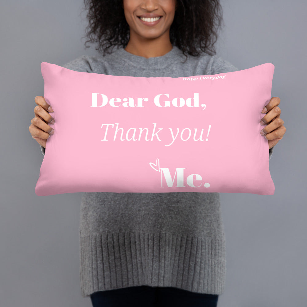 Dear God Square Throw Pillow - Pink/White