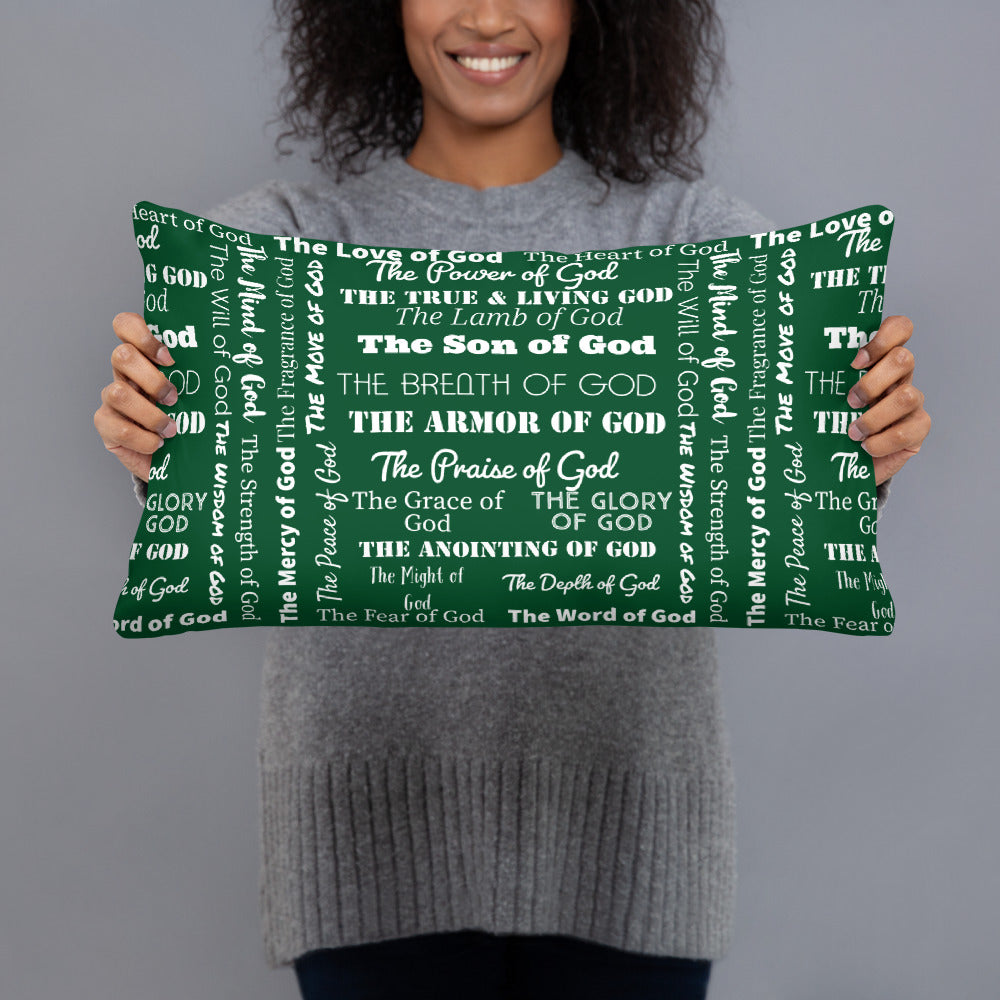 Attributes of God Fluffy Throw Pillow - Forest