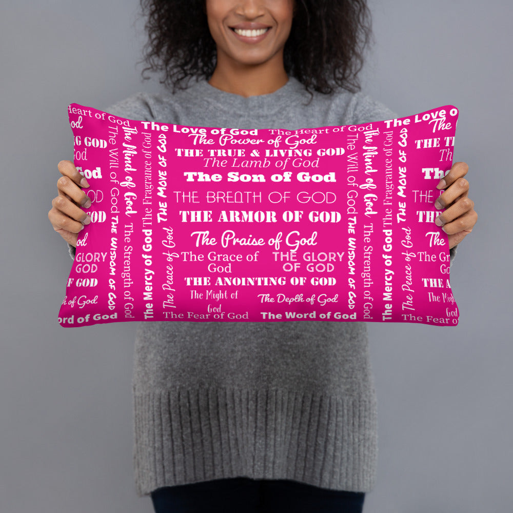 Attributes of God Throw Pillow – Hot Pink | Christian Home Decor